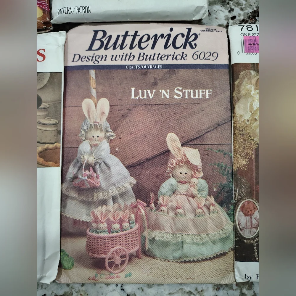 Vintage Craft Sewing Pattern Lot Cows, Bunnies‎ Dolls Quilt Butterick Simplicity